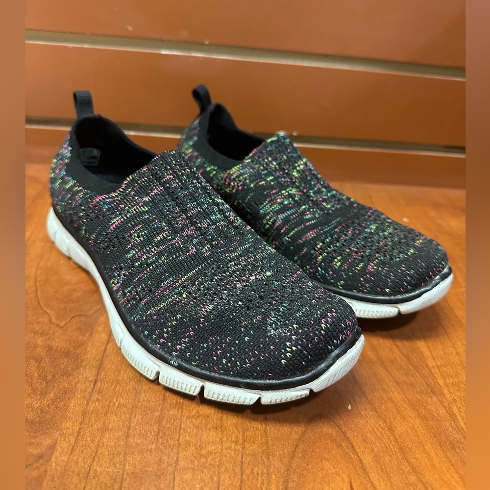 Skechers Kids' Black and Multicolor Slip-On Sneakers